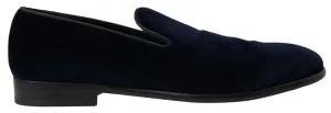 Elegant Blue Velvet Loafers for Men