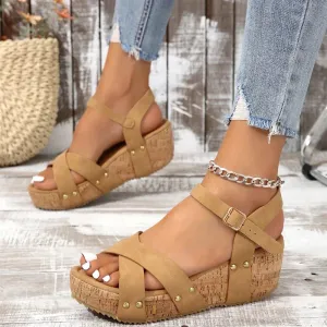 Karen™ | Comfortable Buckle Wedge Sandals