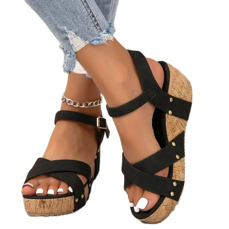 Karen™ | Comfortable Buckle Wedge Sandals